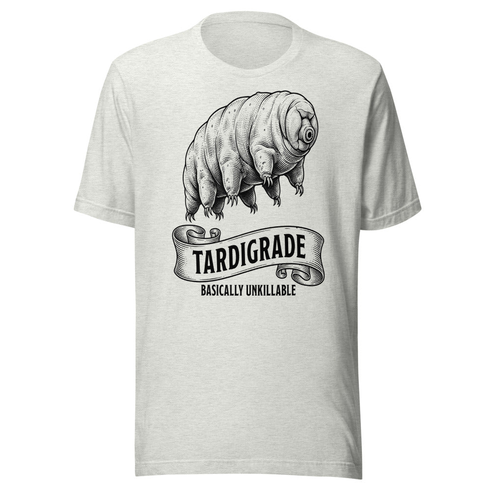 Tardigrade — Basically Unkillable | Vintage Science Tee Ash flat lay