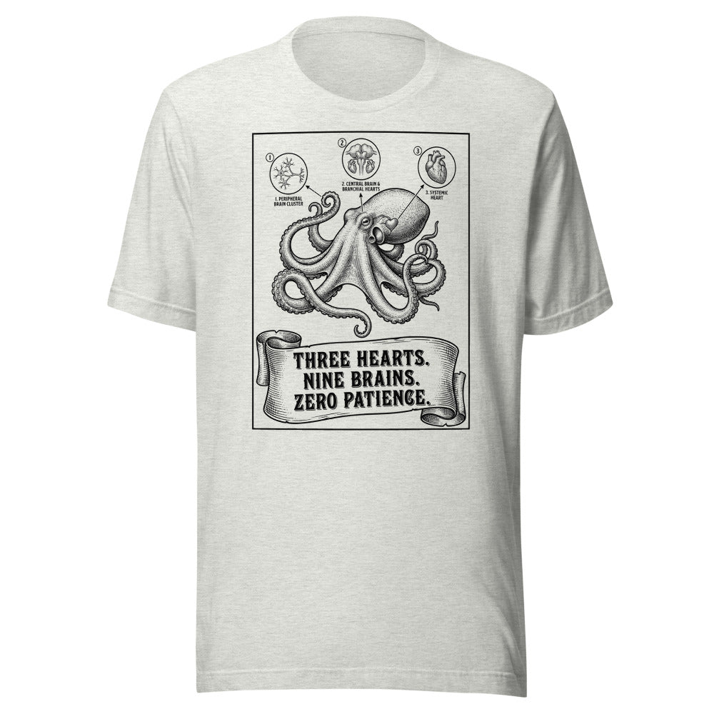 Octopus — Three Hearts. Nine Brains. Zero Patience. | Vintage Science Tee
