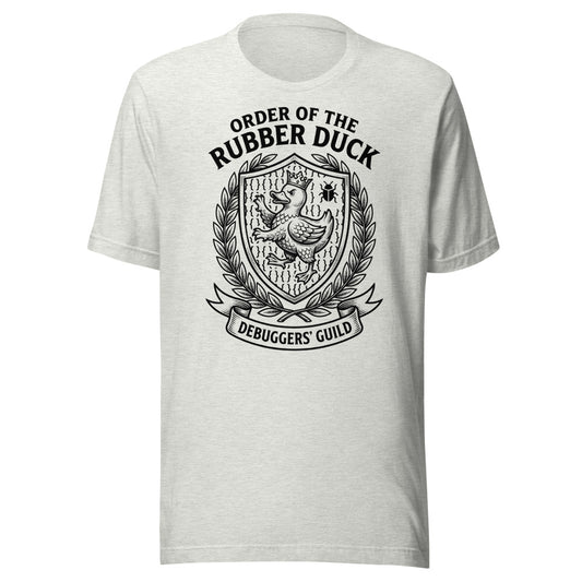 Order of the Rubber Duck — Debuggers' Guild | Crest Tee Ash flat lay
