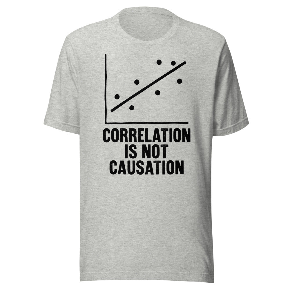 Correlation Is Not Causation | Statistics Tee Athletic Heather flat lay