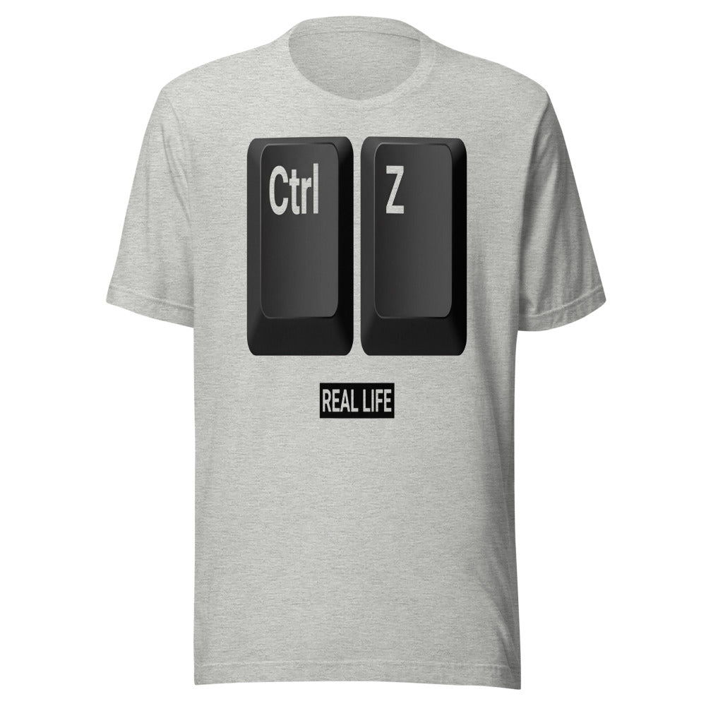 Ctrl+Z — Undo Real Life | Programmer Keyboard Tee Athletic Heather flat lay