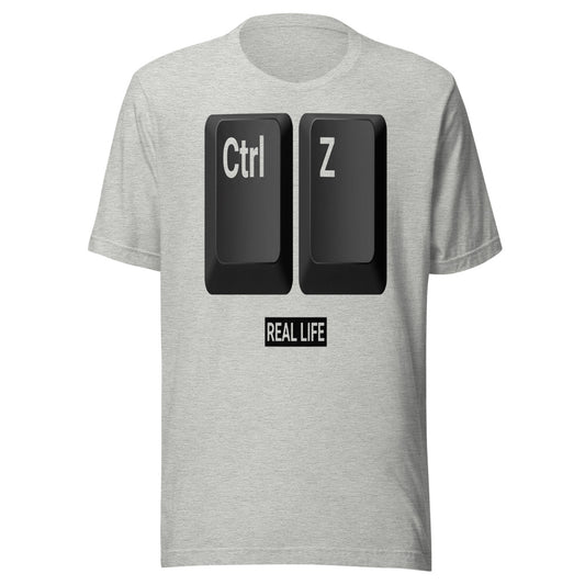 Ctrl+Z — Undo Real Life | Programmer Keyboard Tee Athletic Heather flat lay