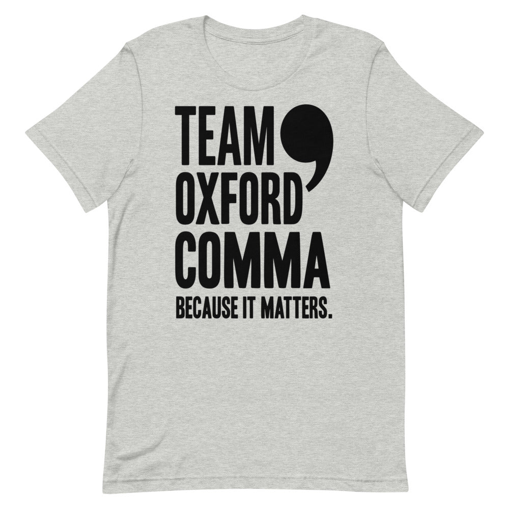 Team Oxford Comma — Because It Matters | Grammar Tee print detail 1