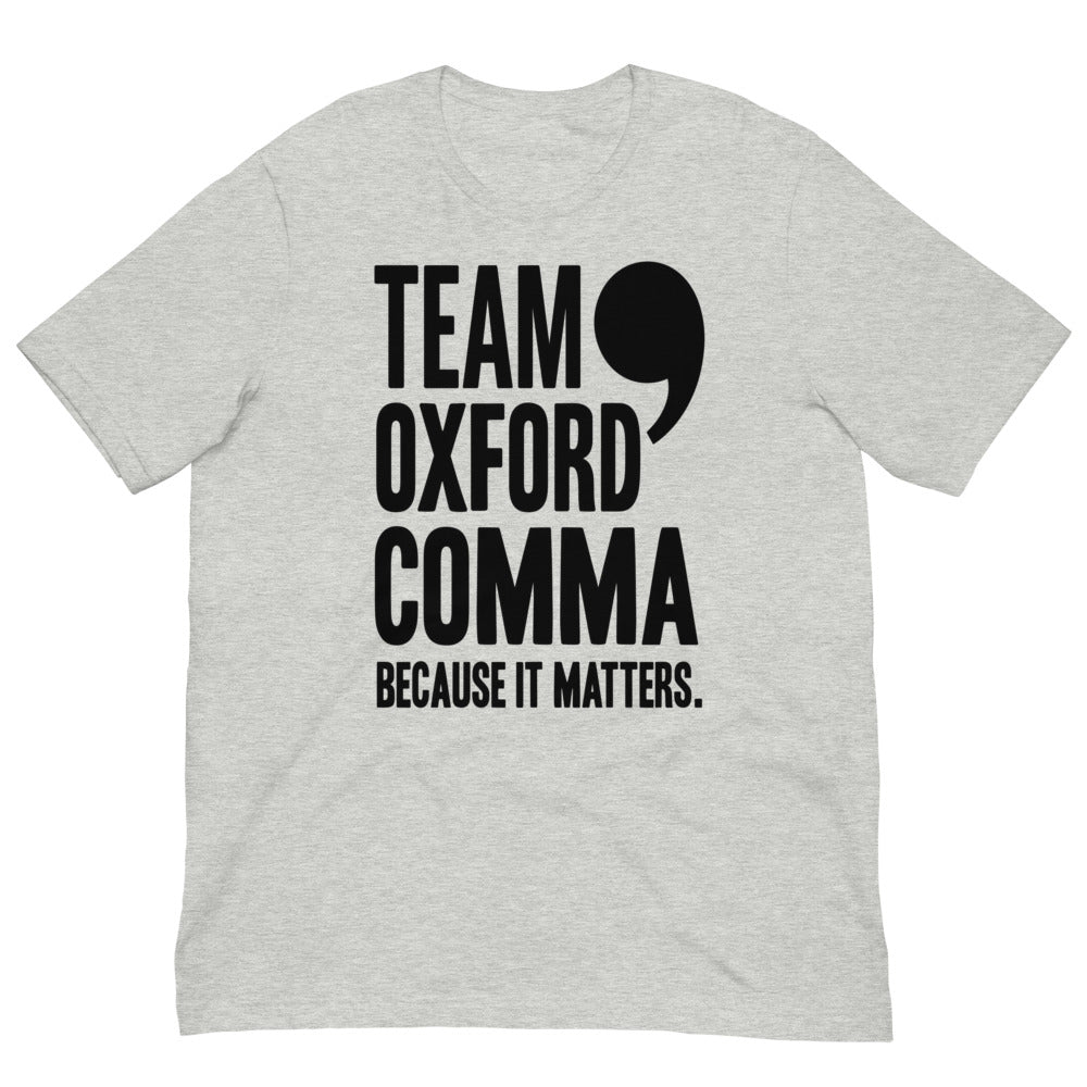 Team Oxford Comma — Because It Matters | Grammar Tee print detail 3