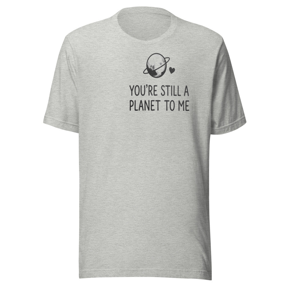 You're Still a Planet to Me | Retro Astronomy Tee Athletic Heather flat lay