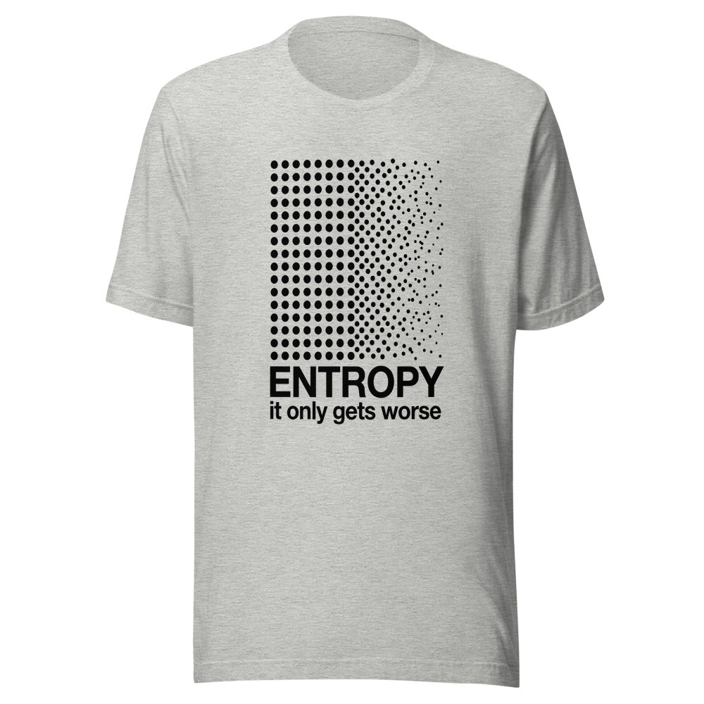 Entropy — It Only Gets Worse | Physics Tee Athletic Heather flat lay
