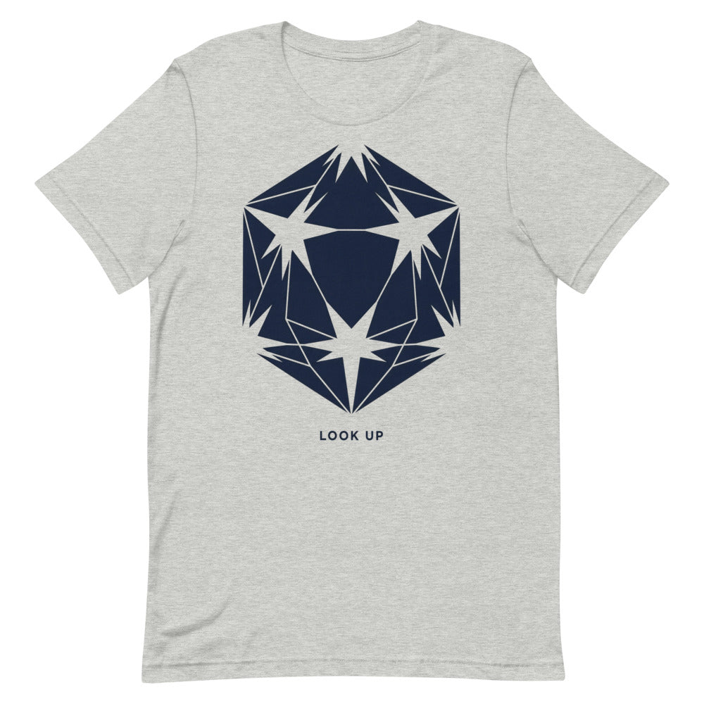 Look Up — d20 Constellation | Stargazer TTRPG Tee print detail 1