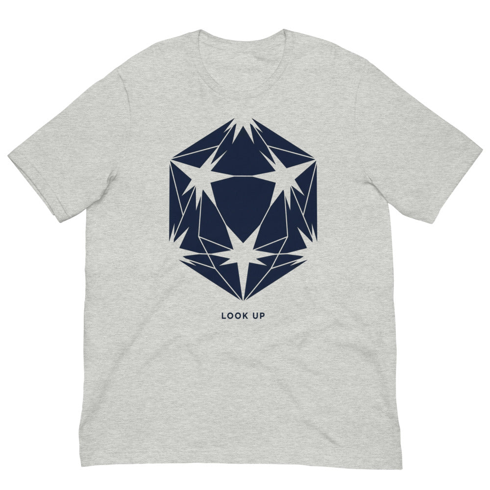 Look Up — d20 Constellation | Stargazer TTRPG Tee print detail 3