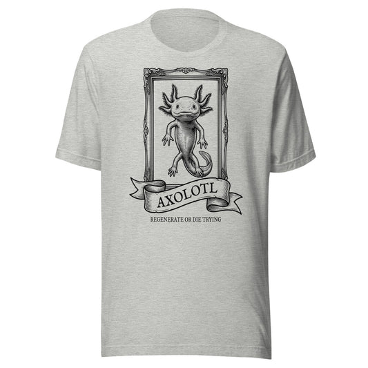 Axolotl — Regenerate or Die Trying | Vintage Science Tee Athletic Heather flat lay