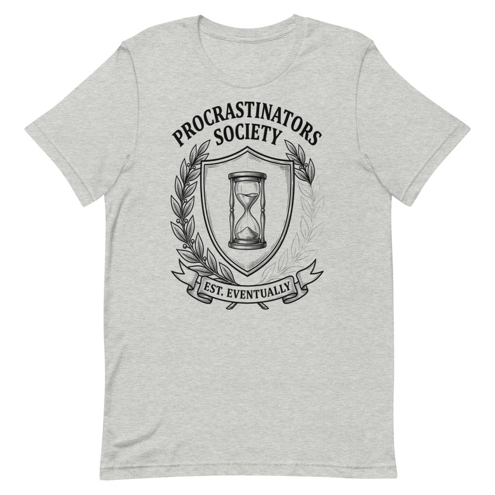 Procrastinators Society — Est. Eventually | Crest Tee print detail 1