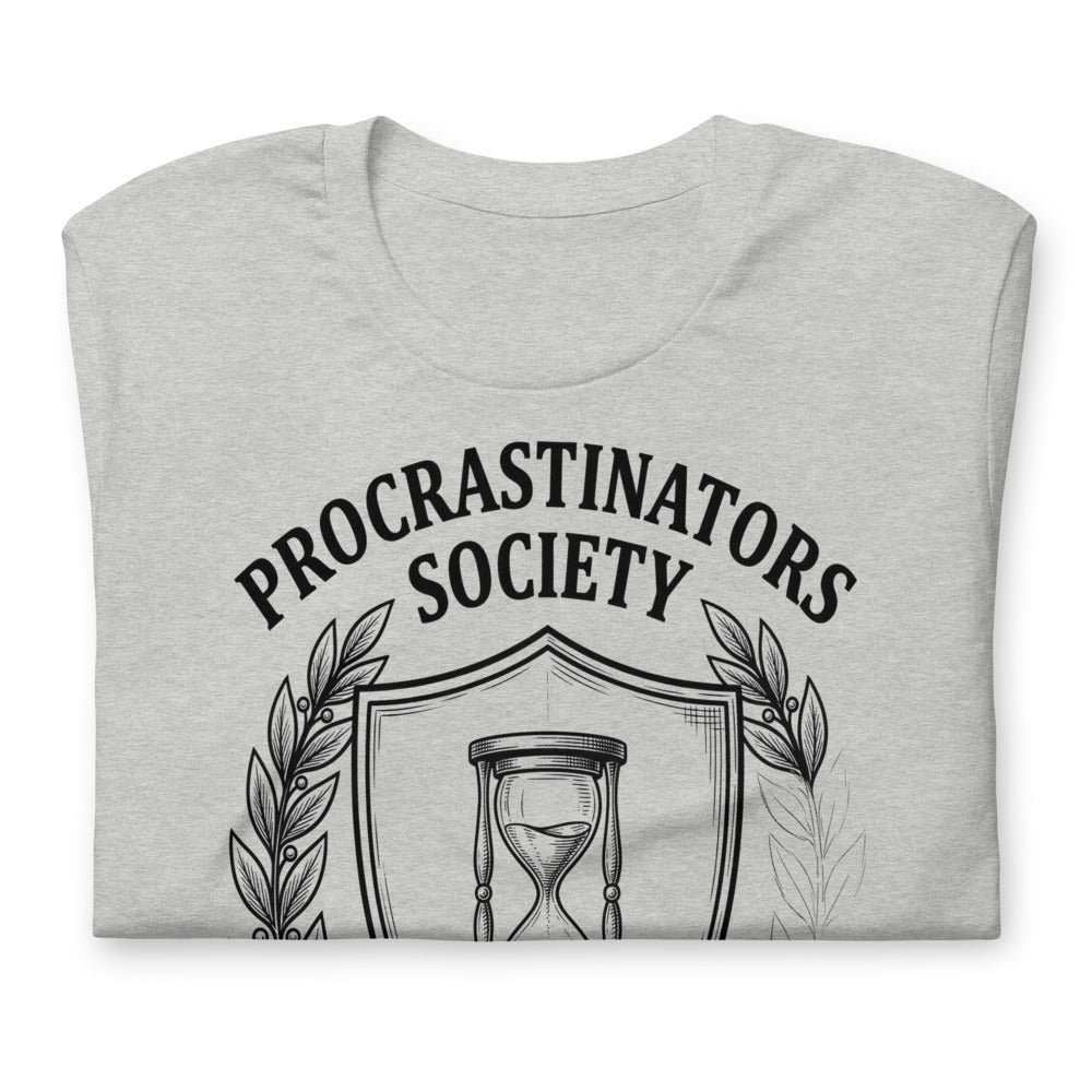 Procrastinators Society — Est. Eventually | Crest Tee print detail 2