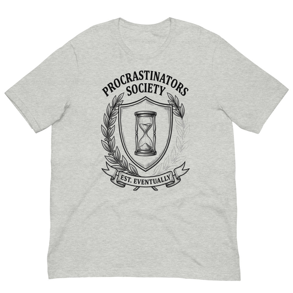 Procrastinators Society — Est. Eventually | Crest Tee print detail 3