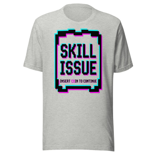 Skill Issue — Insert Coin to Continue | Retro Arcade Tee Athletic Heather flat lay