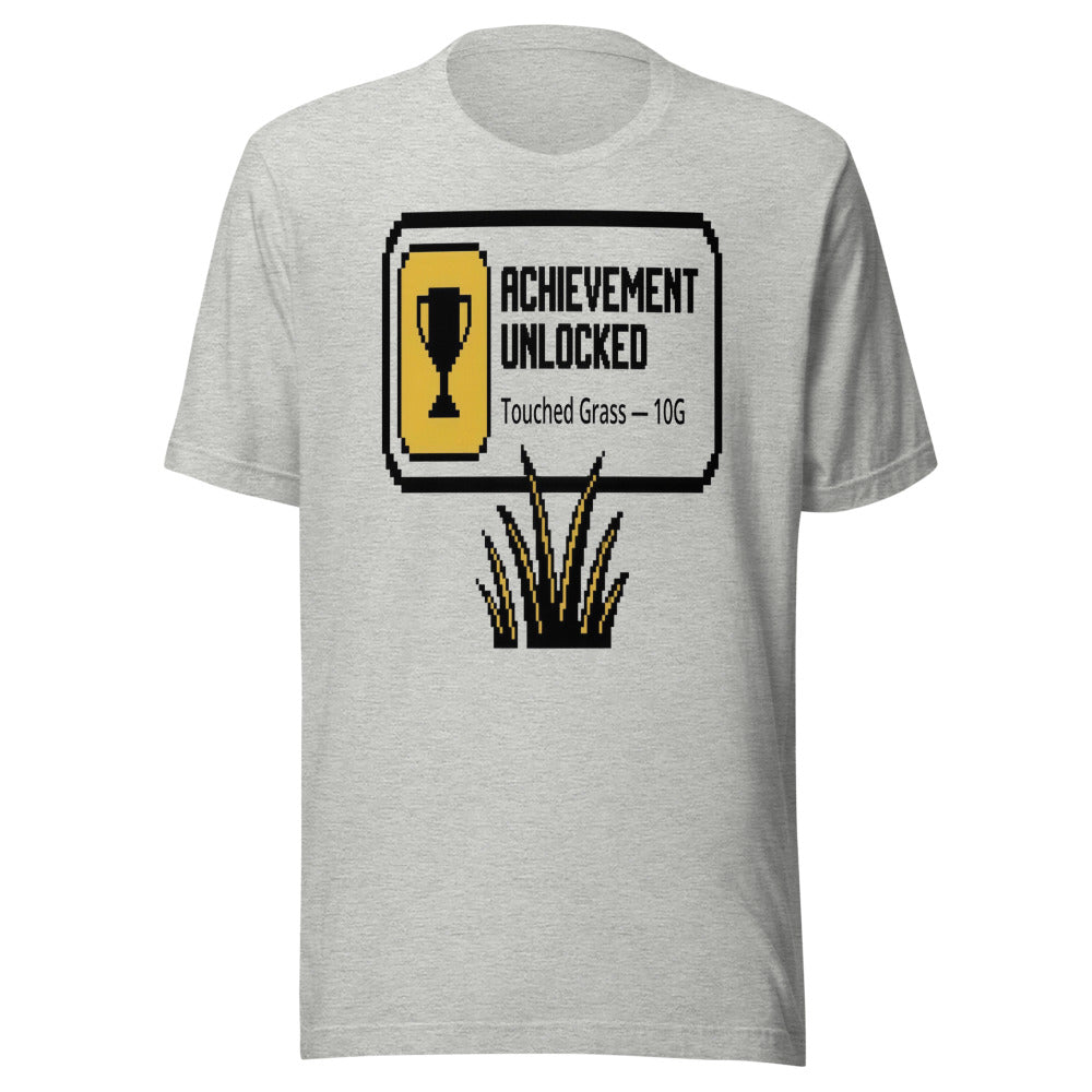 Achievement Unlocked — Touched Grass | Gamer Tee Athletic Heather flat lay