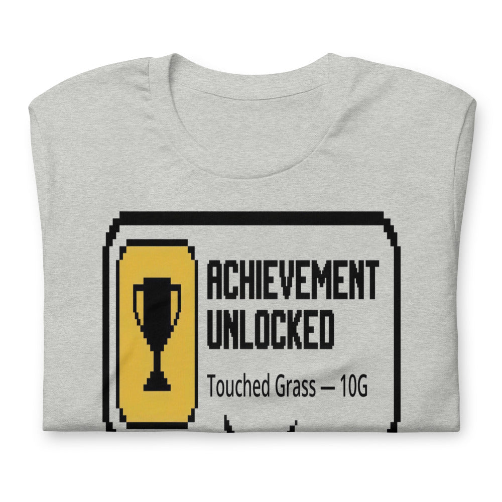 Achievement Unlocked — Touched Grass | Gamer Tee print detail 2