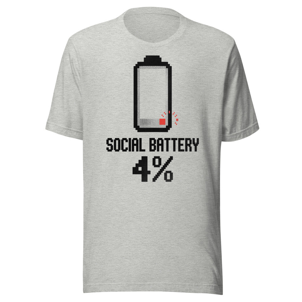 Social Battery — 4% | Introvert Tee Athletic Heather flat lay