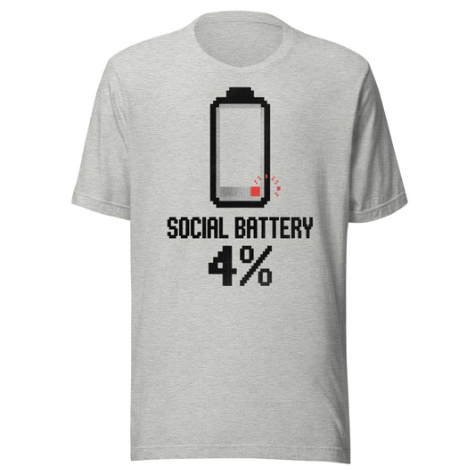 Social Battery — 4% | Introvert Tee Athletic Heather flat lay