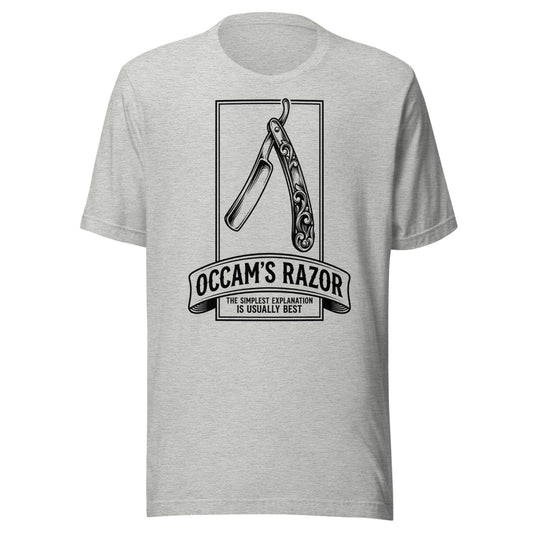 Occam's Razor — The Simplest Explanation Is Usually Best | Philosophy Tee Athletic Heather flat lay
