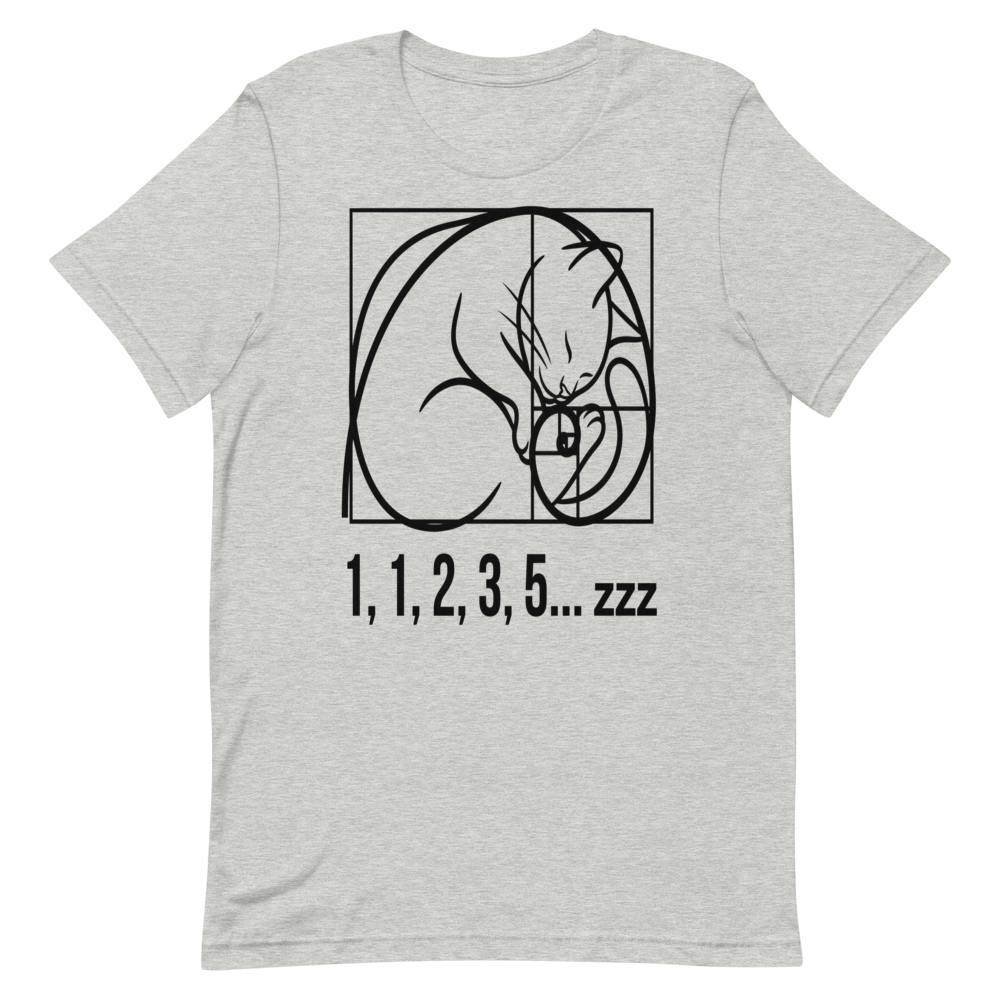 Fibonacci Cat: 1, 1, 2, 3, 5... zzz | Math Cat Tee - Athletic Heather