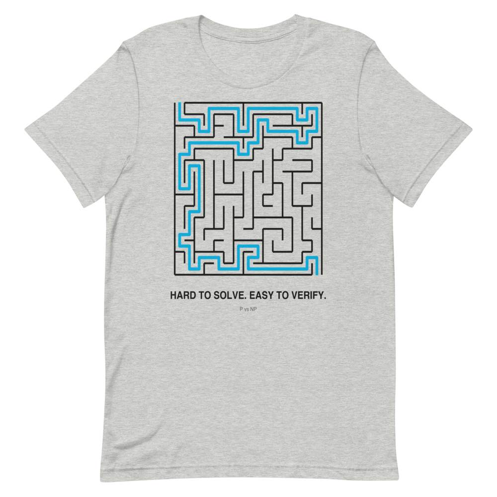 Hard to Solve. Easy to Verify: P vs NP | Computer Science Tee - Athletic Heather