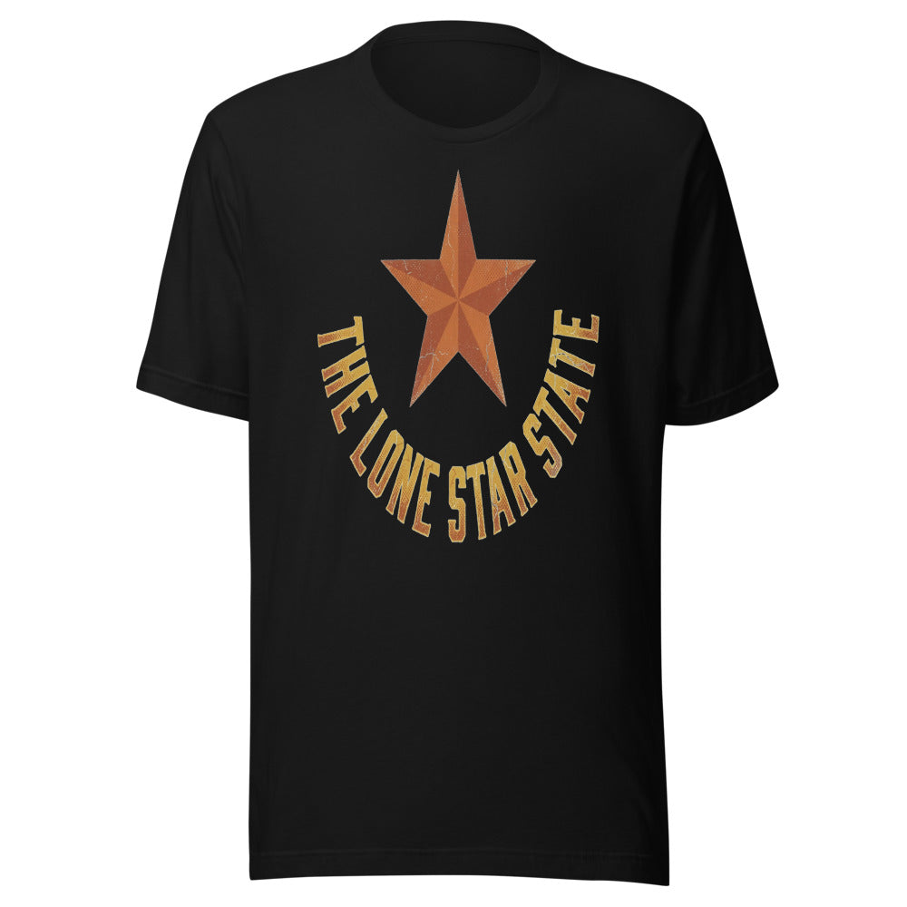 The Lone Star State | Retro Texas Tee Black flat lay