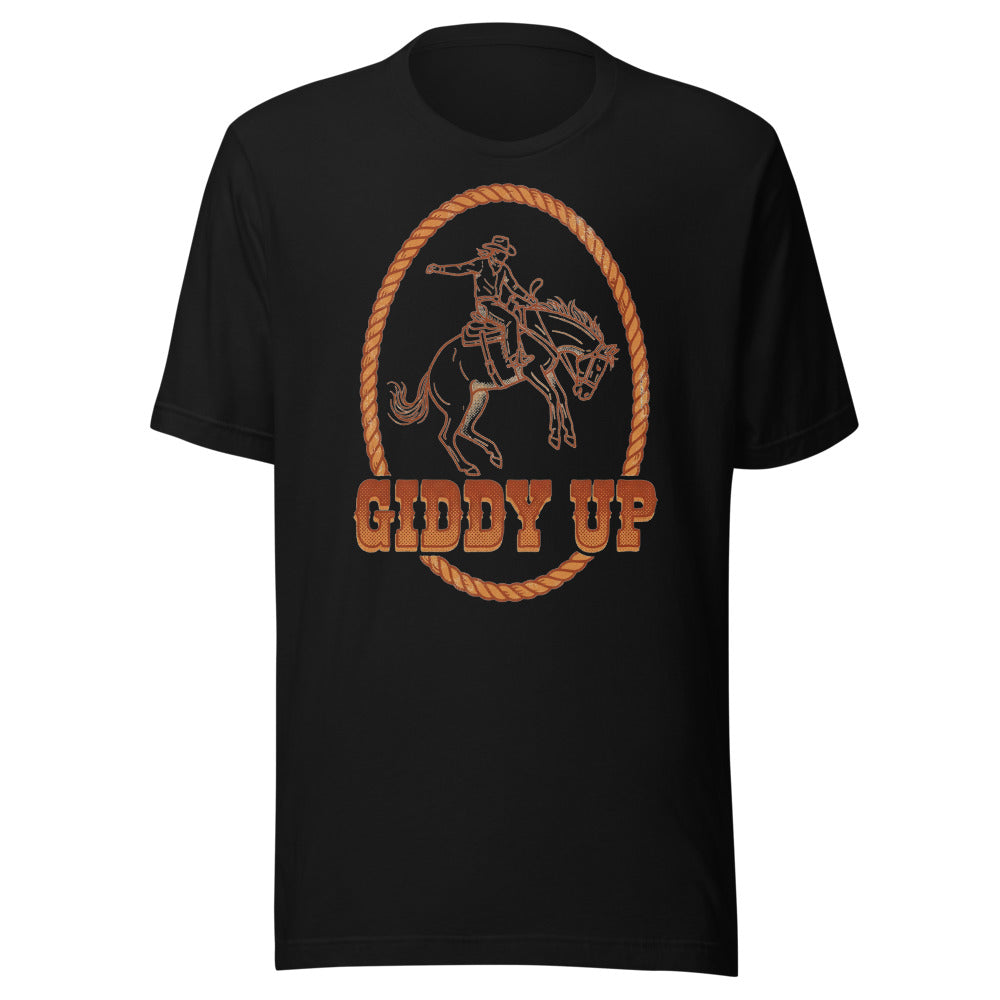 Giddy Up | Vintage Rodeo Tee Black flat lay