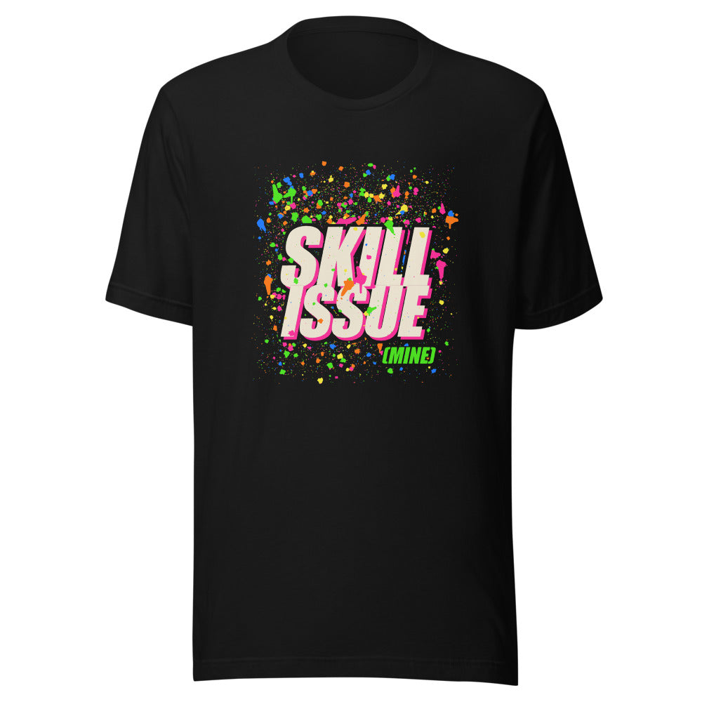 Skill Issue (Mine) | Neon Splatter Arcade Tee Black flat lay