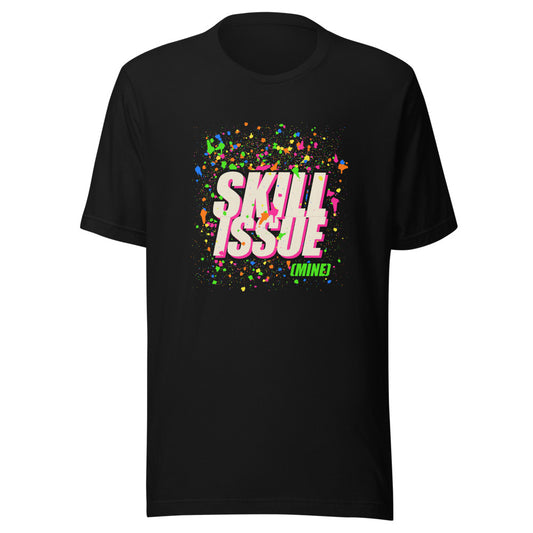 Skill Issue (Mine) | Neon Splatter Arcade Tee Black flat lay