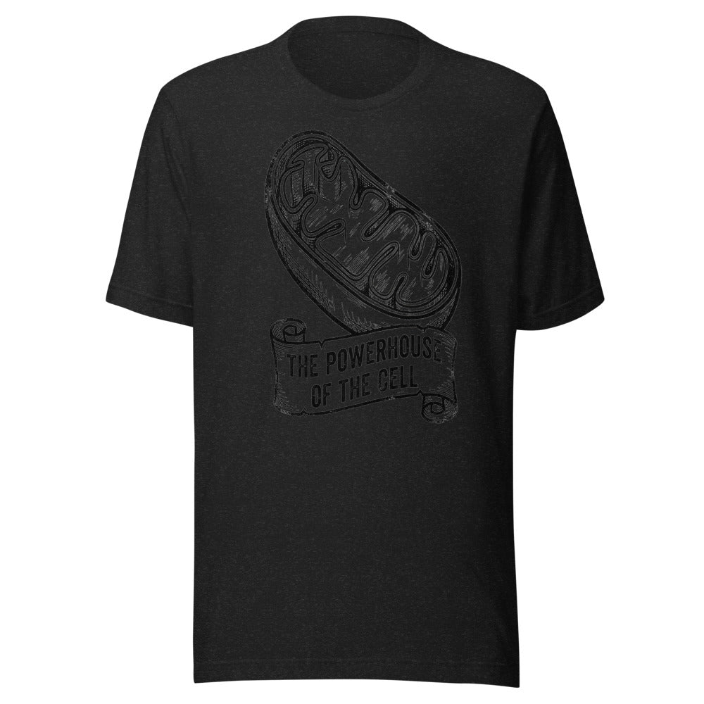 Mitochondria — The Powerhouse of the Cell | Vintage Science Tee Black Heather flat lay