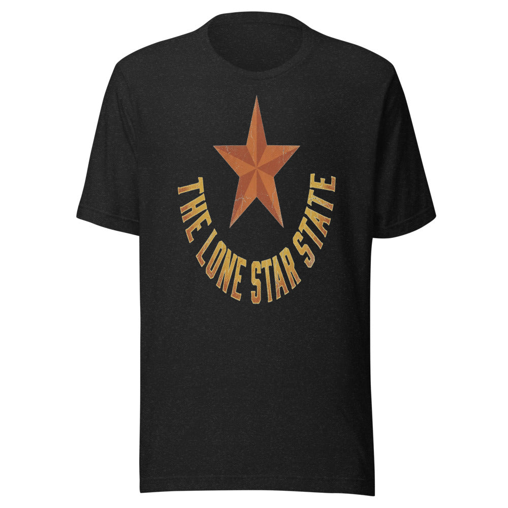 The Lone Star State | Retro Texas Tee Black Heather flat lay