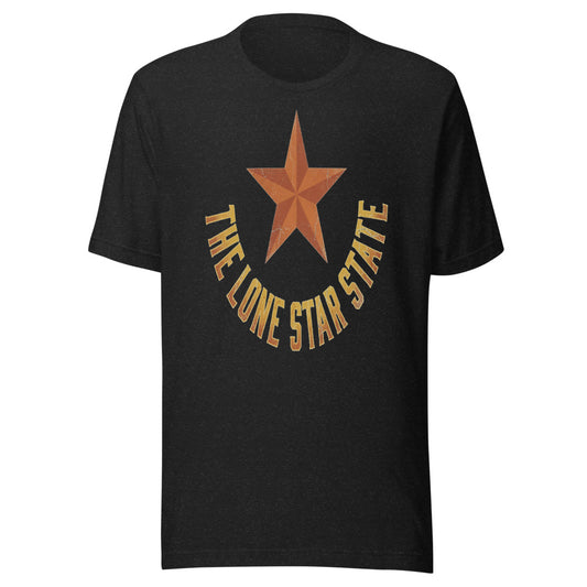 The Lone Star State | Retro Texas Tee Black Heather flat lay