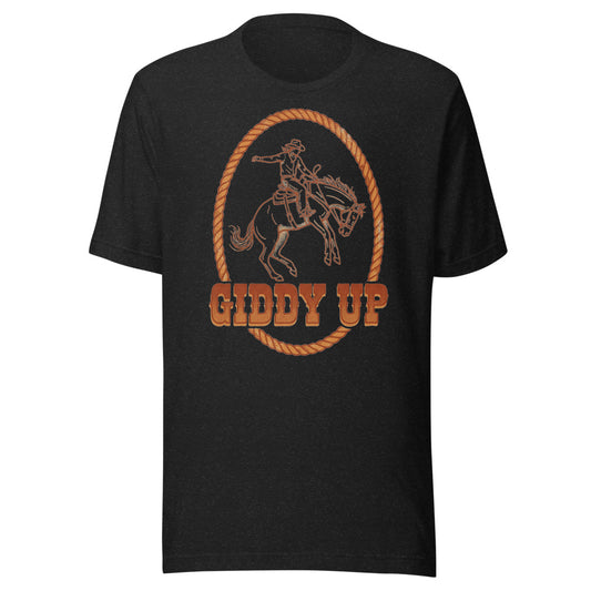Giddy Up | Vintage Rodeo Tee Black Heather flat lay