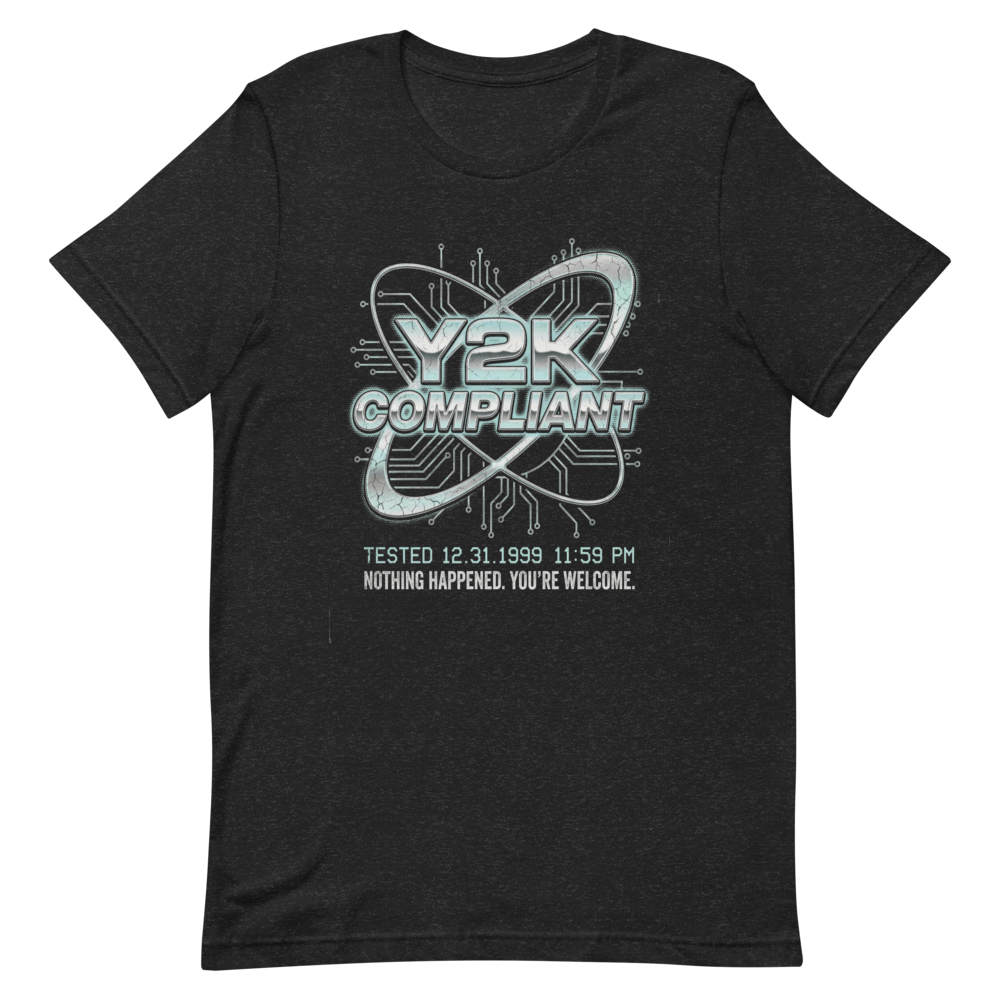 Y2K Compliance Team | Vintage Tech Tee - Black Heather