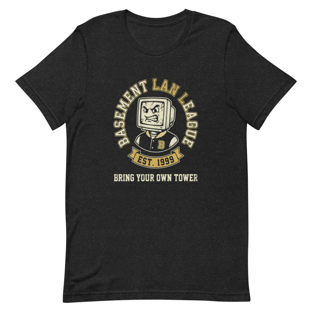 Basement LAN League | Retro Gamer Tee - Black Heather