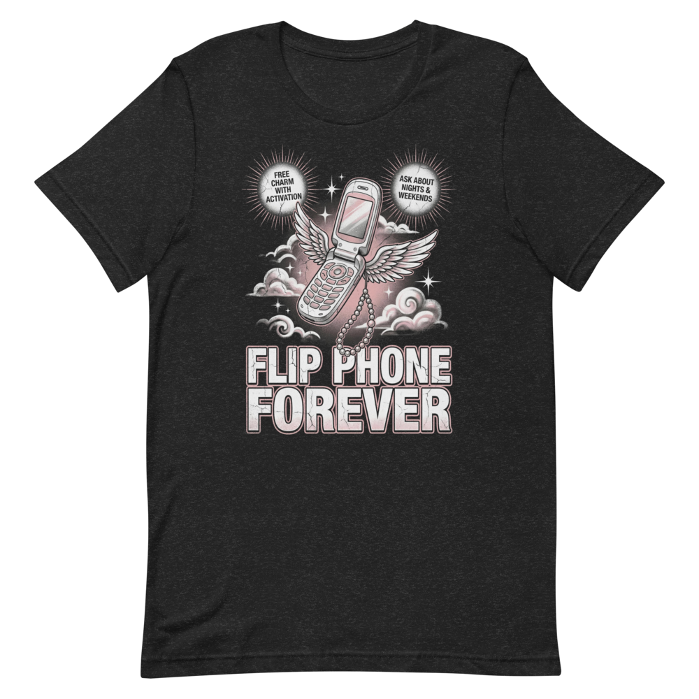 Flip Phone Forever | Y2K Bootleg Tee - Black Heather
