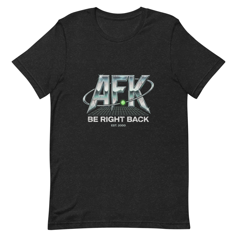 AFK (Be Right Back) | Y2K Chrome Tee - Black Heather