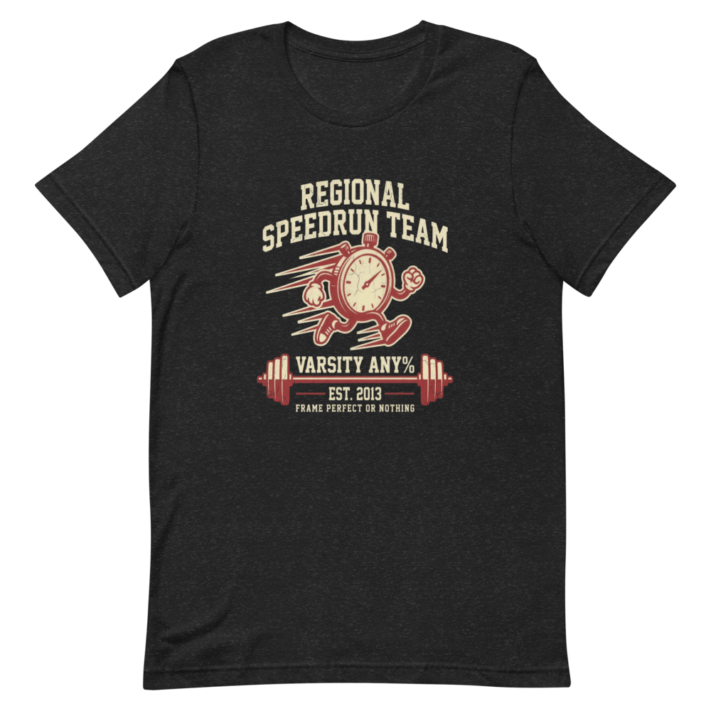 Regional Speedrun Team | Varsity Gamer Tee - Black Heather
