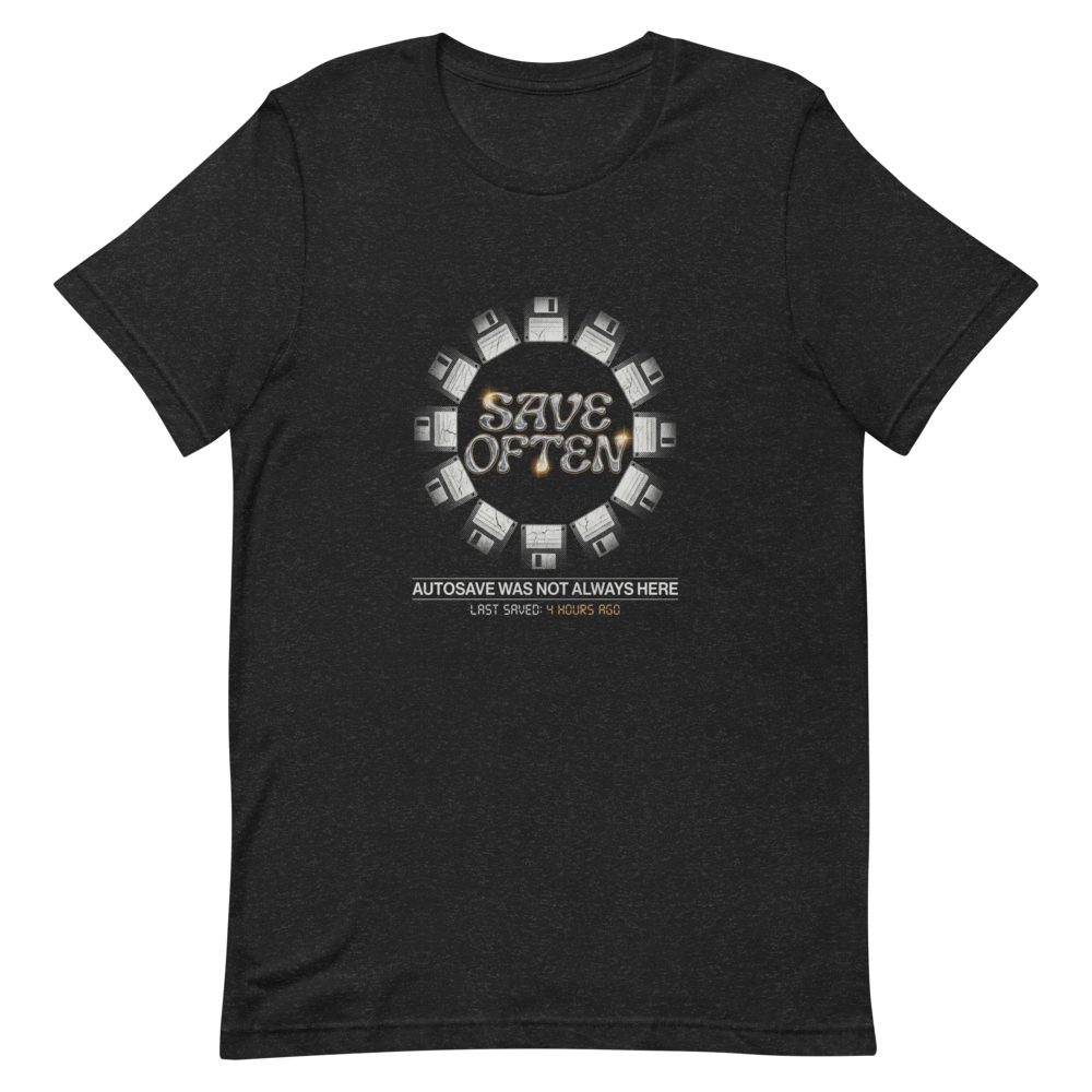Save Often | Retro Computing Tee - Black Heather