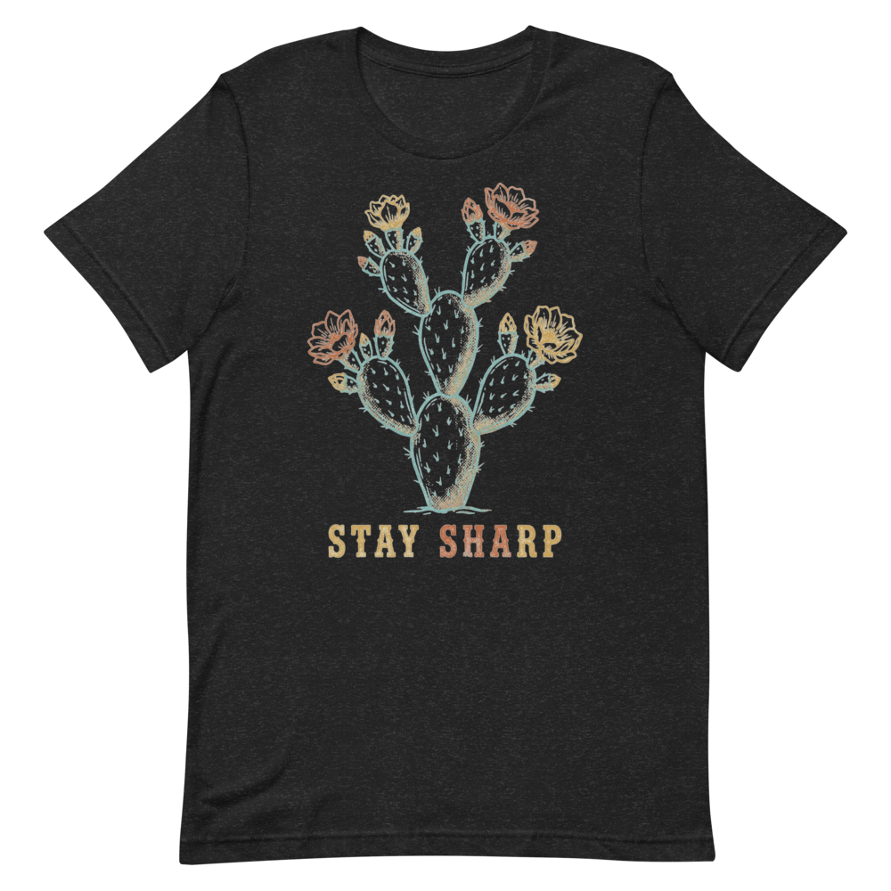 Stay Sharp | Prickly Pear Tee - Black Heather