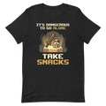 It's Dangerous to Go Alone. Take Snacks. | Gamer - Tee Black Heather (artwork corrected)