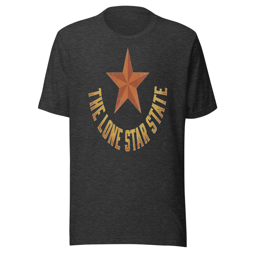 The Lone Star State | Retro Texas Tee Dark Grey Heather flat lay