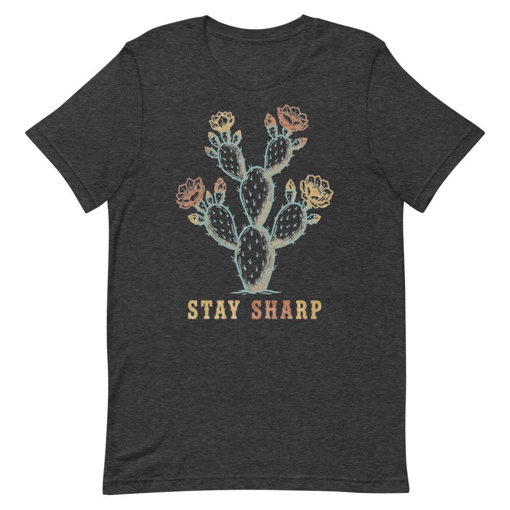 Stay Sharp | Prickly Pear Tee - Dark Grey Heather