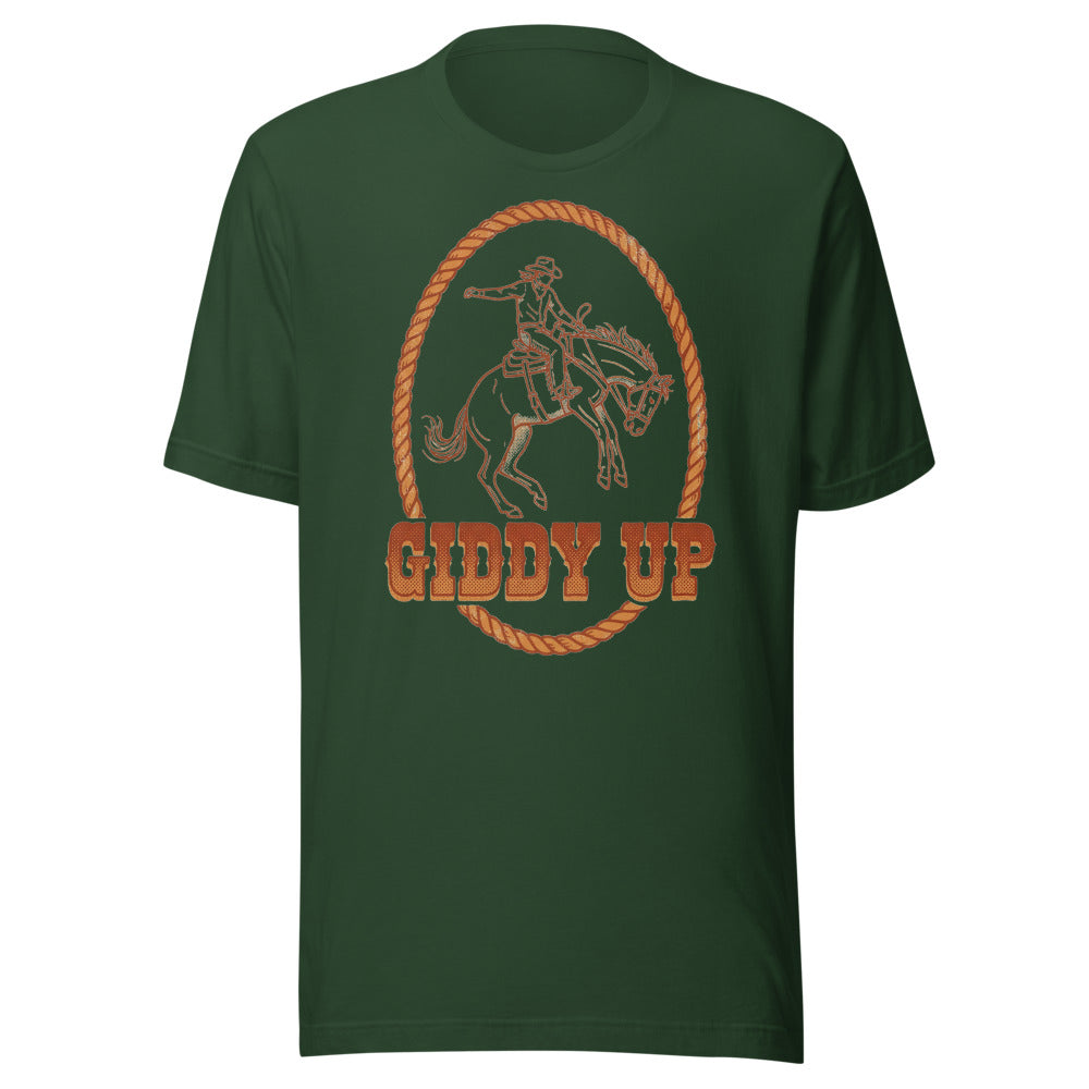 Giddy Up | Vintage Rodeo Tee Forest flat lay