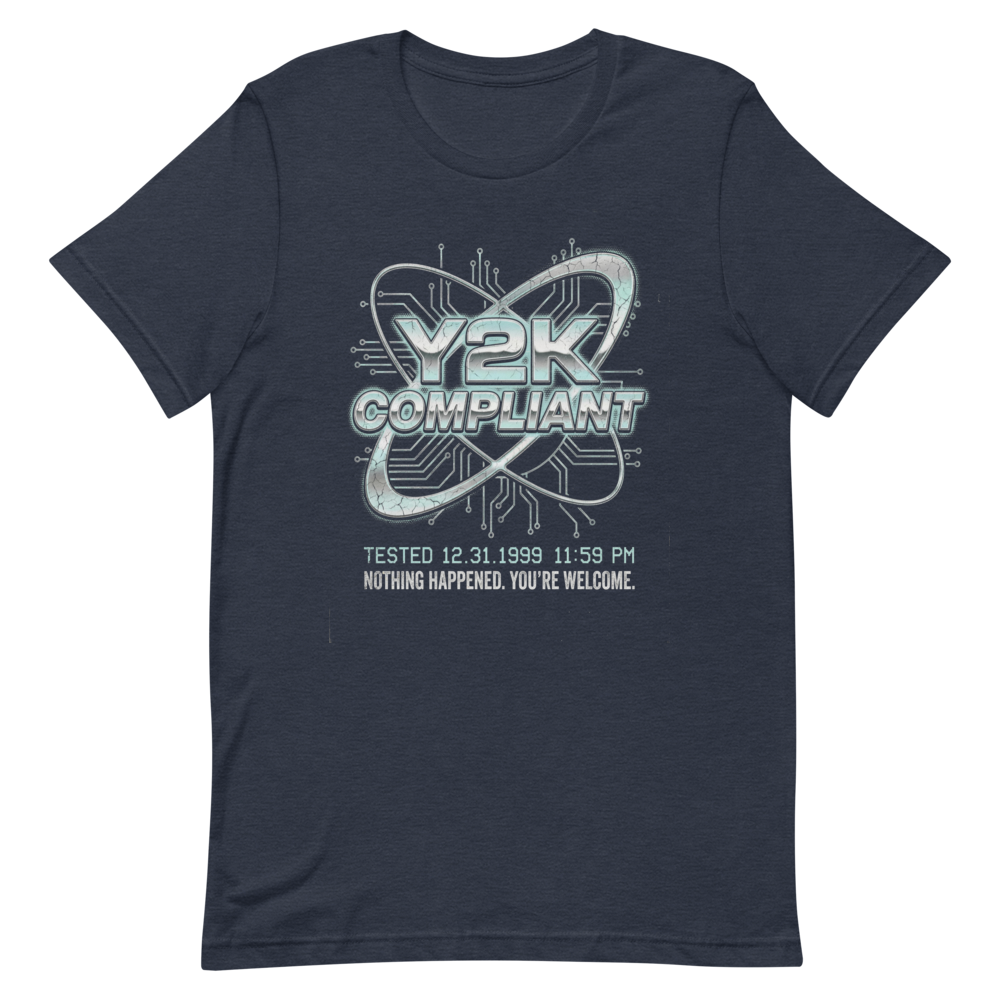 Y2K Compliance Team | Vintage Tech Tee - Heather Navy