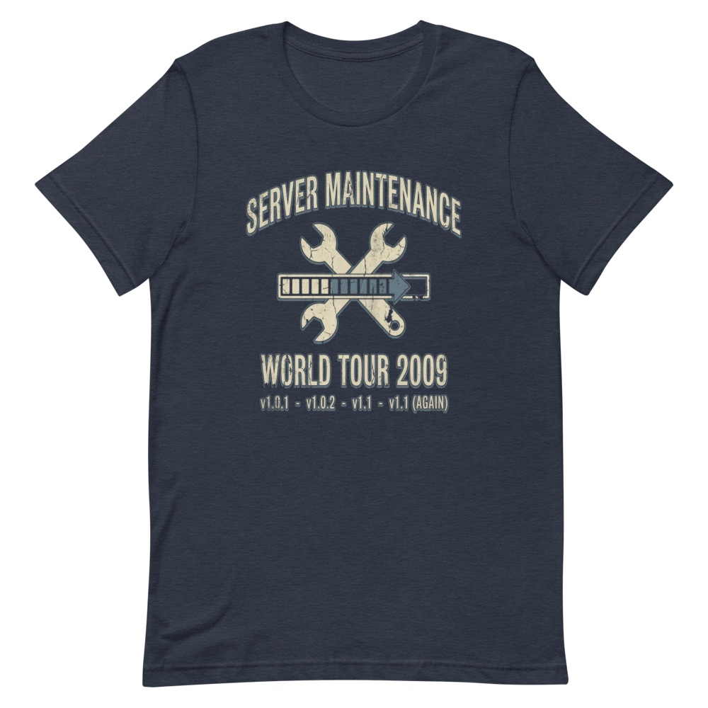 Server Maintenance World Tour | MMO Tour Tee - Heather Navy