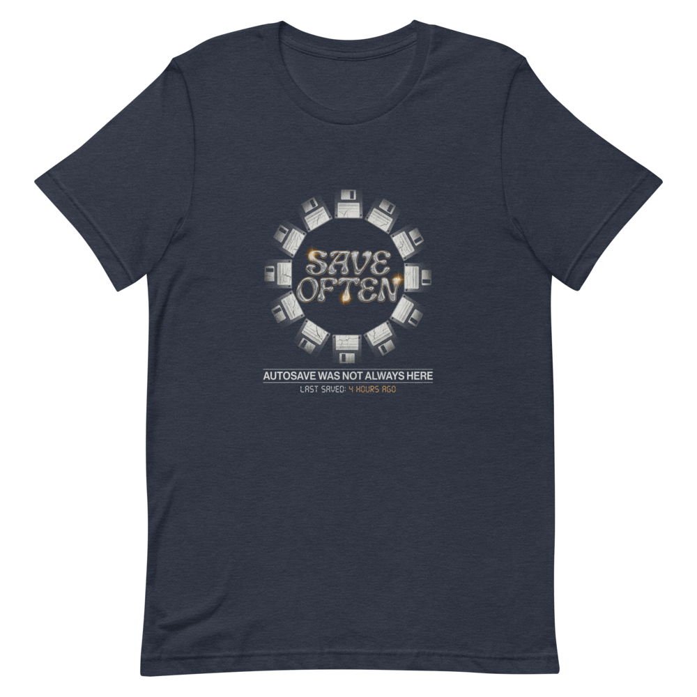 Save Often | Retro Computing Tee - Heather Navy