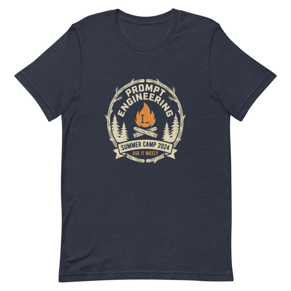 Prompt Engineering Summer Camp | AI Humor Tee - Heather Navy