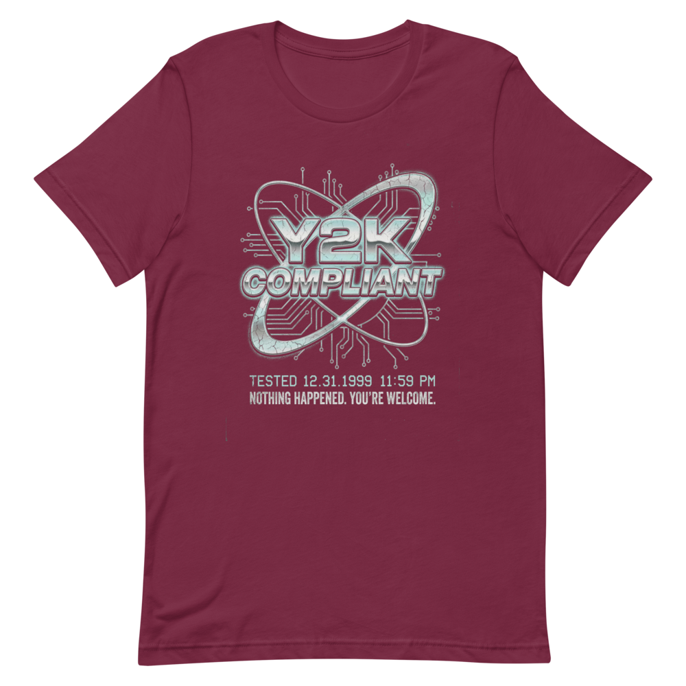 Y2K Compliance Team | Vintage Tech Tee - Maroon