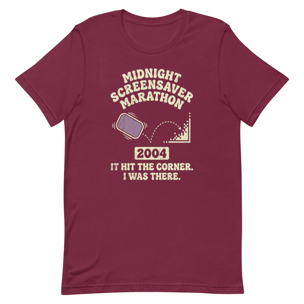 Midnight Screensaver Marathon | Retro Computer Tee - Maroon