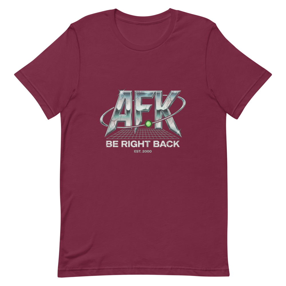 AFK (Be Right Back) | Y2K Chrome Tee - Maroon